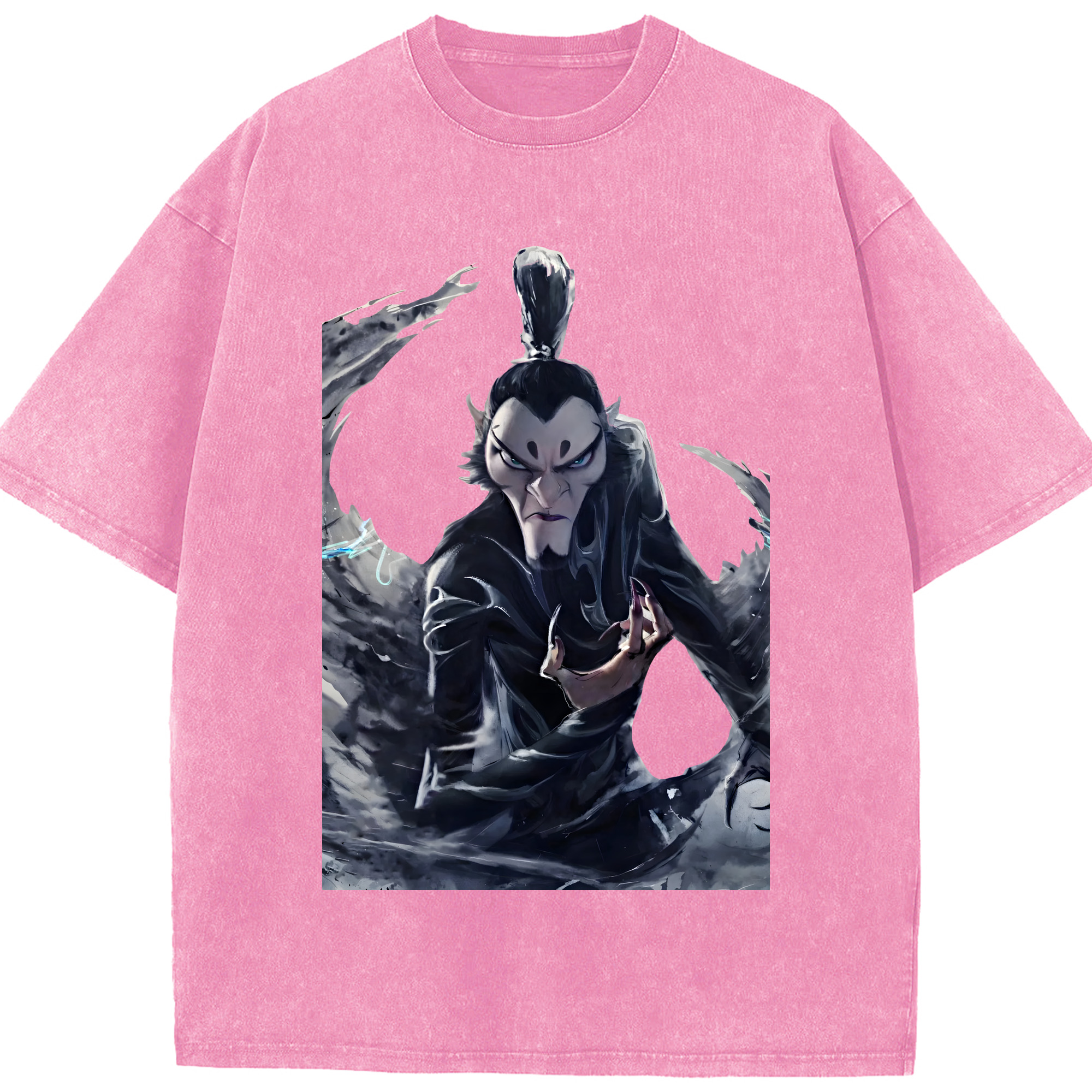 （画像用） Ne Zha 2 ナタ 魔童の大暴れ 綿100% ヴィンテージ風 半袖Tシャツ（フロントプリント）